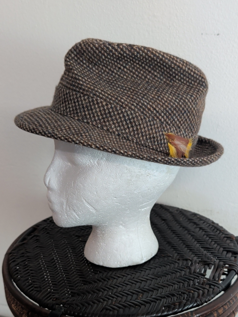 Vintage Dobbs Fifth Avenue New York Men Size 6 7/8 Fedora Wool Hat Plaided